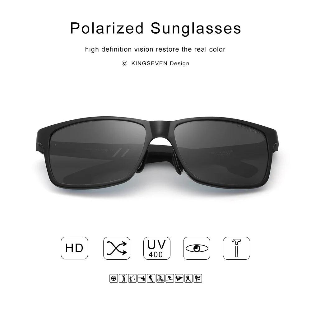 Kit Óculos de Sol Polarizado KINGSEVEN | Armação de Alumínio | Proteção UV400
