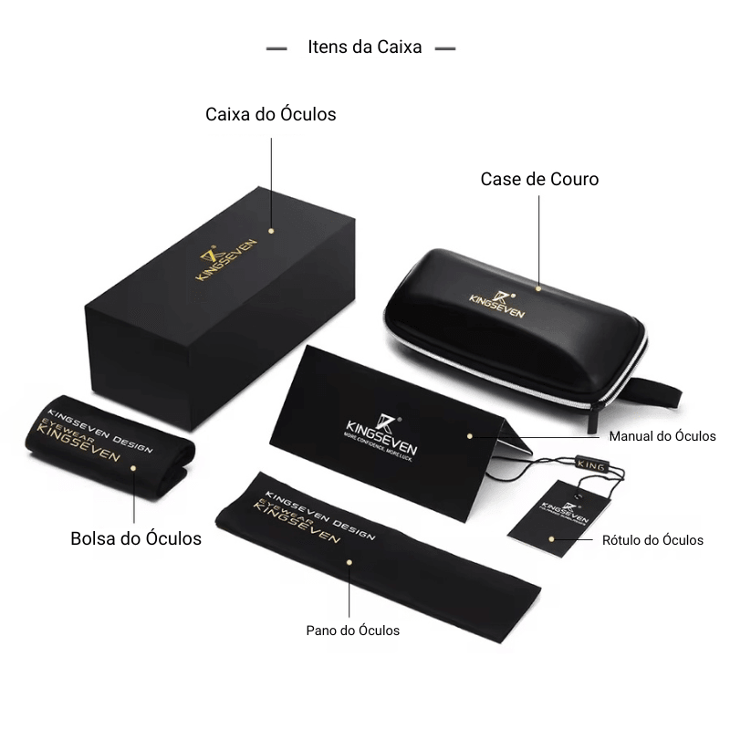 Kit Óculos de Sol Polarizado KINGSEVEN | Armação de Alumínio | Proteção UV400