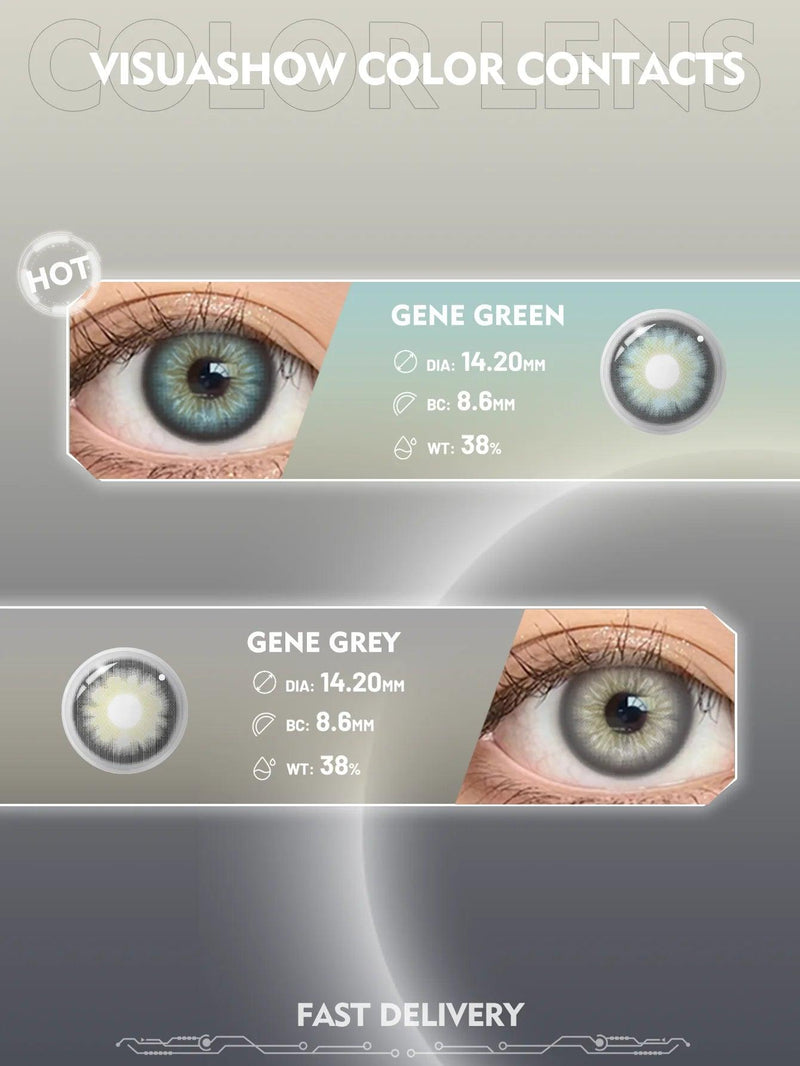 Lentes de Contato Coloridas VISUASHOW Generation 2 | Azul e Verde | Bloqueador UV