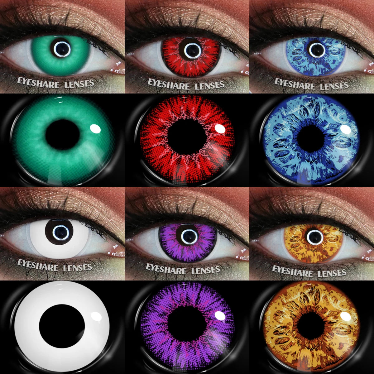 Lentes Coloridas para Halloween Cosplay Fantasia Boo