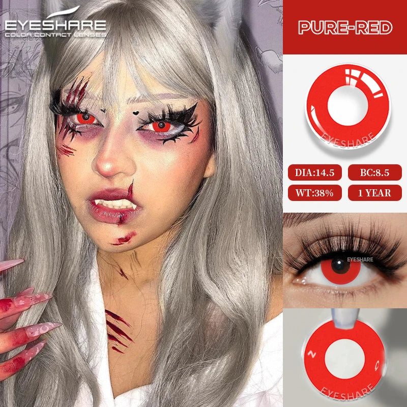 Lentes Coloridas para Halloween Cosplay Fantasia Boo