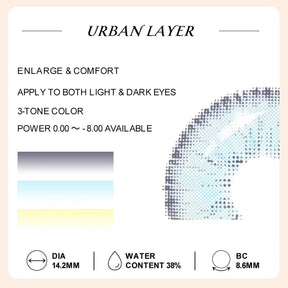 Lentes de Contato Coloridas Urban Layer Azul Cinza