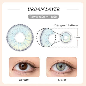 Lentes de Contato Coloridas Urban Layer Azul Cinza
