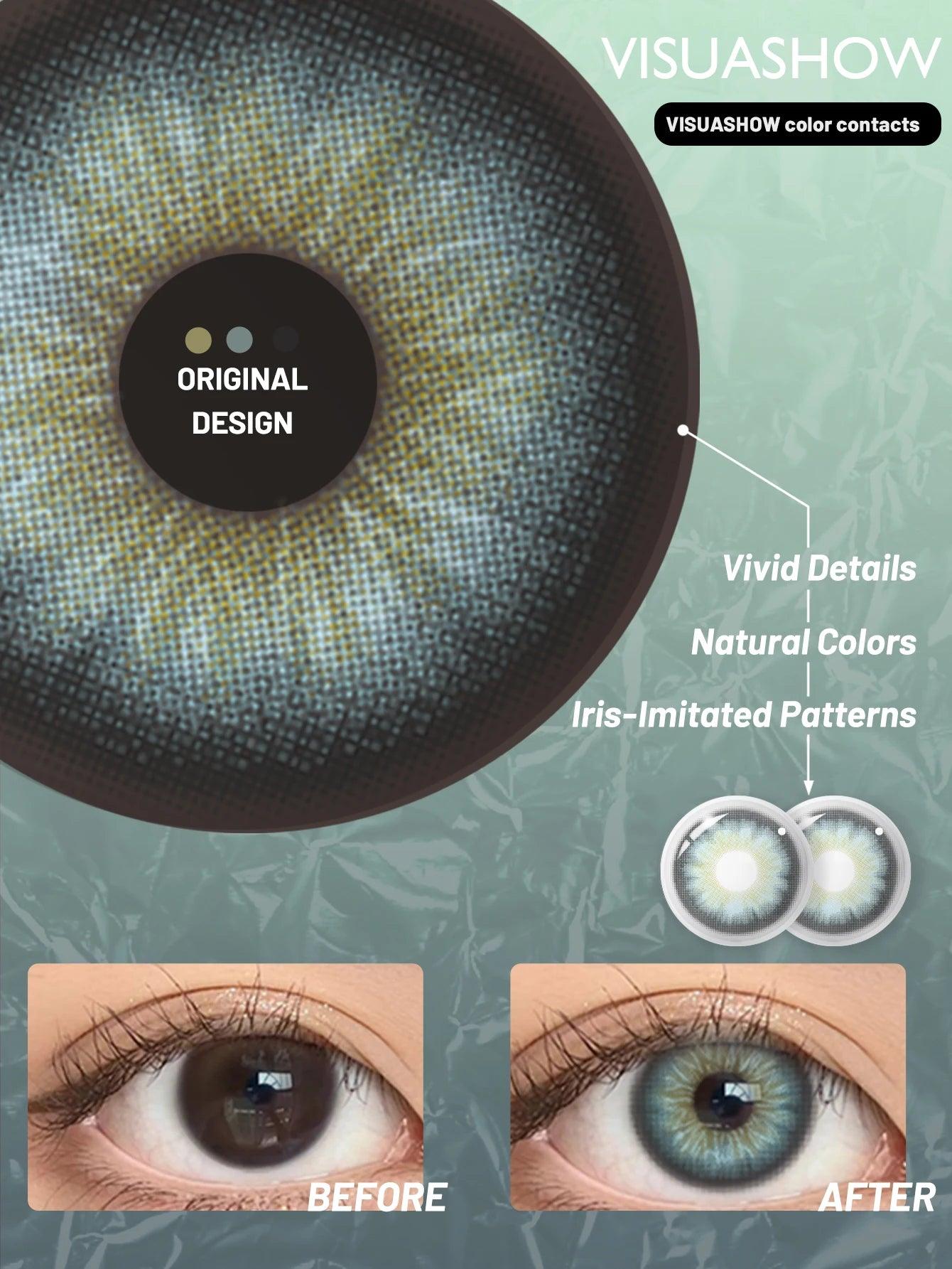 Lentes de Contato Coloridas VISUASHOW Generation 2 | Azul e Verde | Bloqueador UV